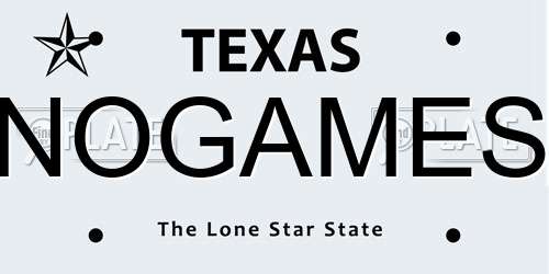 NOGAMES Texas License Plate