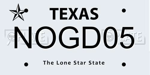 NOGD05 Texas License Plate
