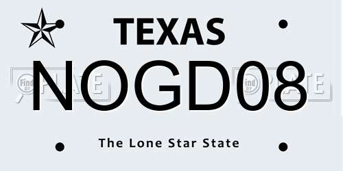 NOGD08 Texas License Plate