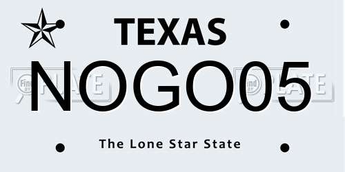 NOGO05 Texas License Plate
