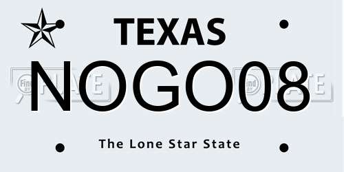 NOGO08 Texas License Plate