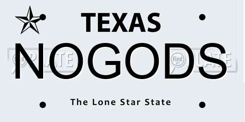 NOGODS Texas License Plate