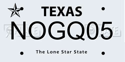 NOGQ05 Texas License Plate