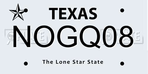 NOGQ08 Texas License Plate