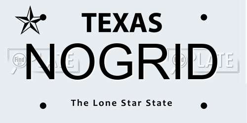 NOGRID Texas License Plate