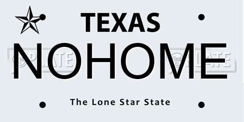 NOHOME Texas License Plate