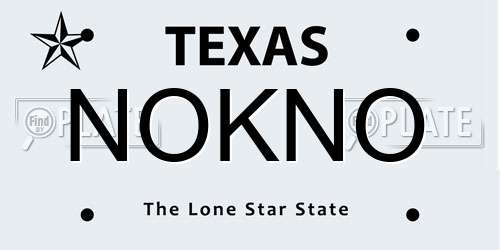 NOKNO Texas License Plate