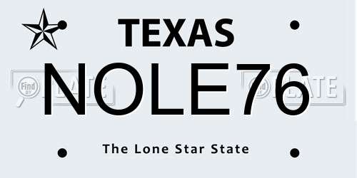 NOLE76 Texas License Plate