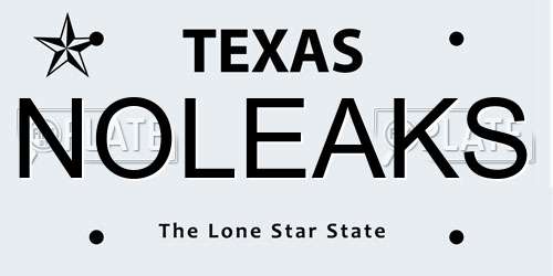 NOLEAKS Texas License Plate