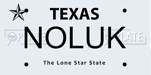 NOLUK Texas License Plate