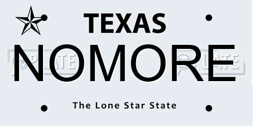 NOMORE Texas License Plate