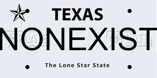 NONEXIST Texas License Plate
