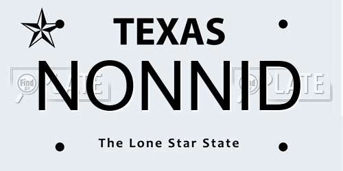 NONNID Texas License Plate