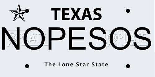 NOPESOS Texas License Plate