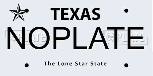 NOPLATE Texas License Plate