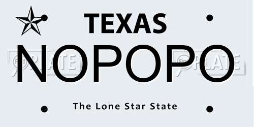 NOPOPO Texas License Plate