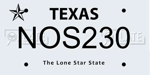 NOS230 Texas License Plate