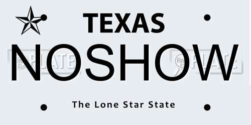 NOSHOW Texas License Plate