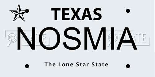 NOSMIA Texas License Plate