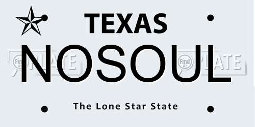 NOSOUL Texas License Plate