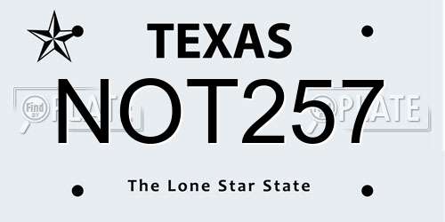 NOT257 Texas License Plate