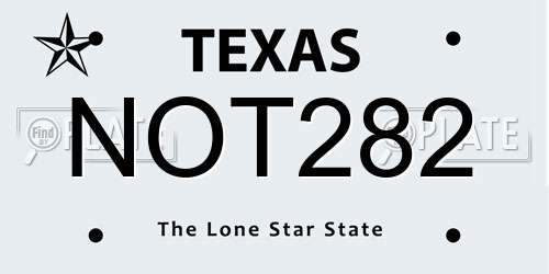 NOT282 Texas License Plate