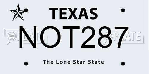 NOT287 Texas License Plate