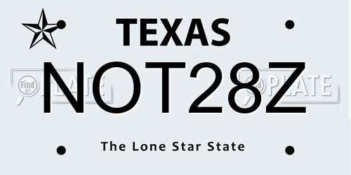 NOT28Z Texas License Plate