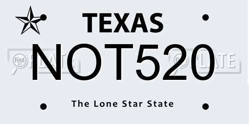 NOT520 Texas License Plate