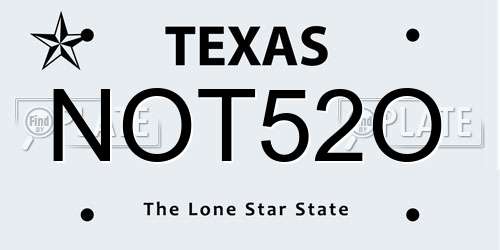 NOT52O Texas License Plate