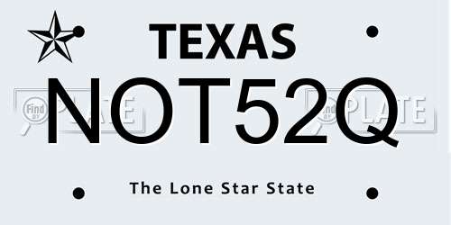 NOT52Q Texas License Plate