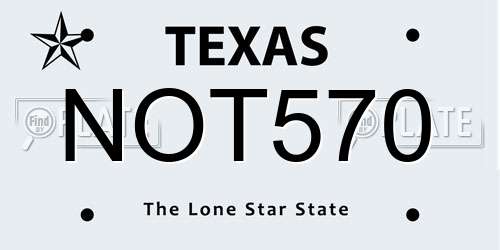 NOT570 Texas License Plate