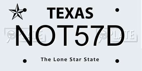 NOT57D Texas License Plate