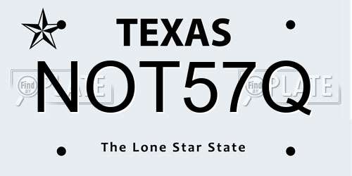 NOT57Q Texas License Plate