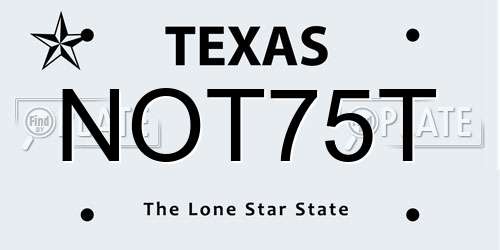 NOT75T Texas License Plate