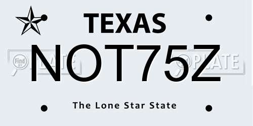 NOT75Z Texas License Plate