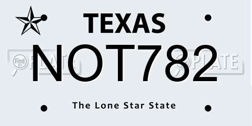 NOT782 Texas License Plate