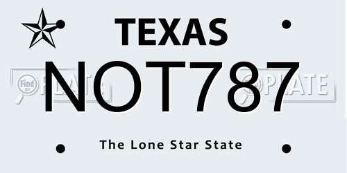 NOT787 Texas License Plate