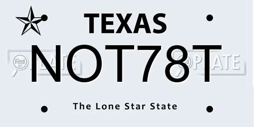 NOT78T Texas License Plate