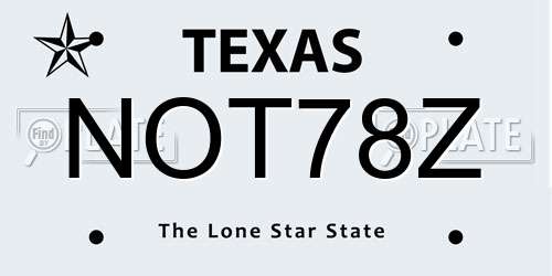 NOT78Z Texas License Plate