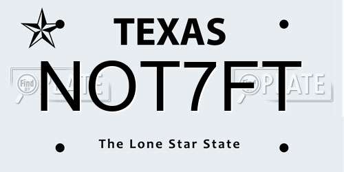 NOT7FT Texas License Plate