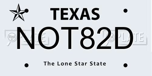 NOT82D Texas License Plate