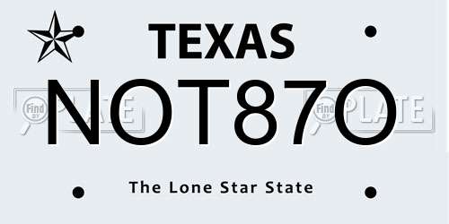 NOT87O Texas License Plate