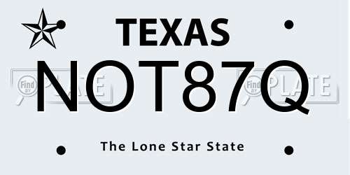 NOT87Q Texas License Plate
