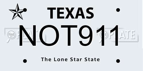 NOT911 Texas License Plate