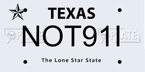 NOT91I Texas License Plate