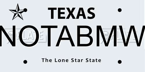 NOTABMW Texas License Plate