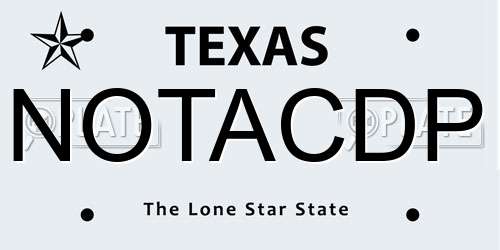 NOTACDP Texas License Plate