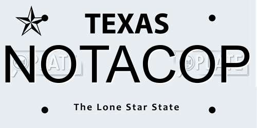NOTACOP Texas License Plate