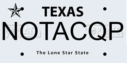 NOTACQP Texas License Plate